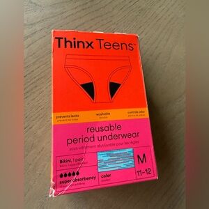 NWT- Thinx Teens Period Panties – Bikini, Size M (11–12) – Super Absorbency